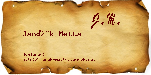 Janák Metta névjegykártya